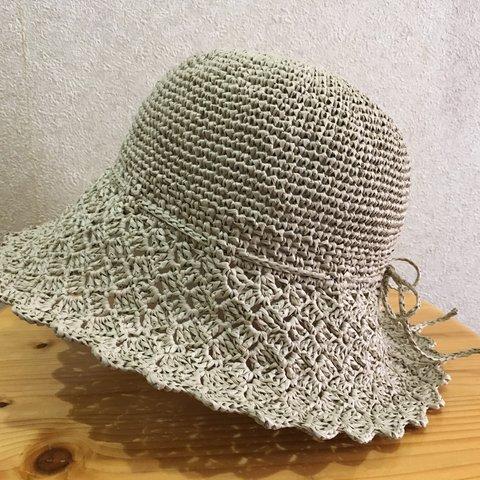 和紙糸の松編み帽子