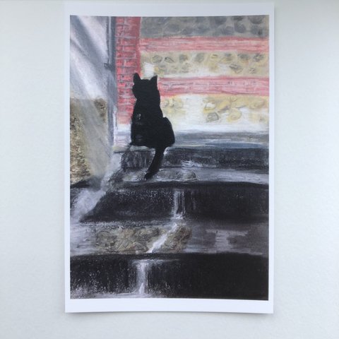 「陽だまりの黒猫」イラストポストカード2枚セット