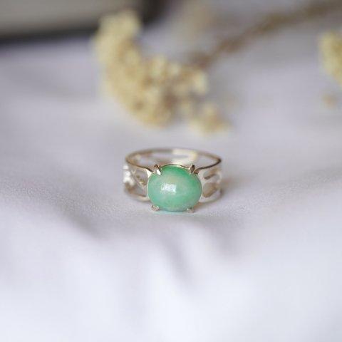 [送料当方負担] SV925 Oval Jade Arabesque s Ring(RAR11_JD#17.5)