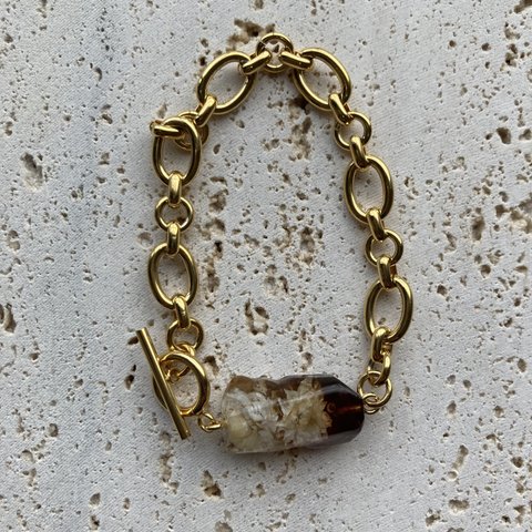 stone bracelet【gold×brown】