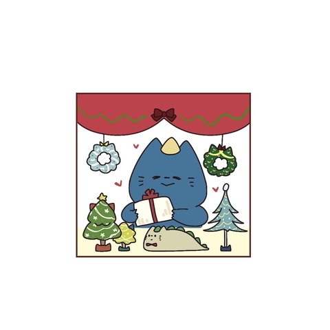 ねことかいじゅう(クリスマスマーケット)フレークシール