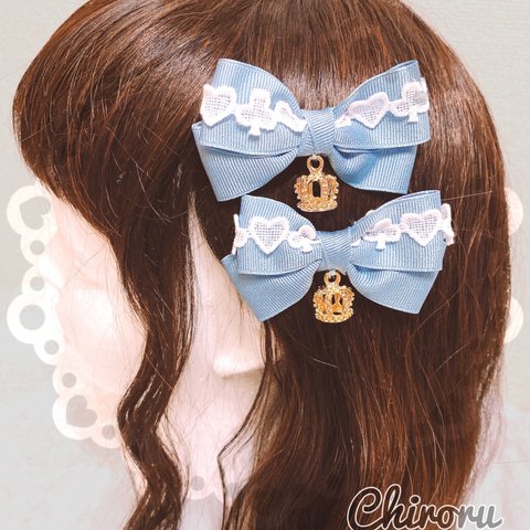 トランプクラウン♡ヘアクリップ( ブルー ) 量産 ロリィタ ゴスロリ メイド コスプレ 病みかわ アリス クラシカル アイドル衣装 水色 コンカフェ トランプ プレゼント ギフト 地雷 ヲタ活