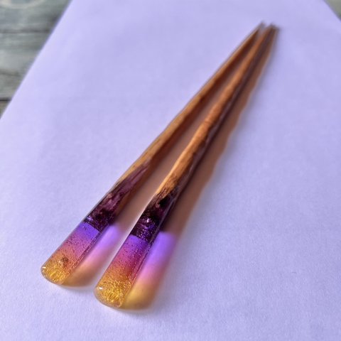 木とレジン　青池の箸【マジックアワー】再販