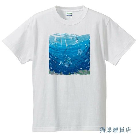 コットンＴシャツ　猫ダイバー　100～140