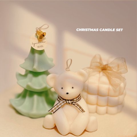 3点SET♥クリスマスキャンドル♥韓国インテリア アンティーク ウェルカムスペース 記念日 誕生日 ギフト ツリー 結婚式