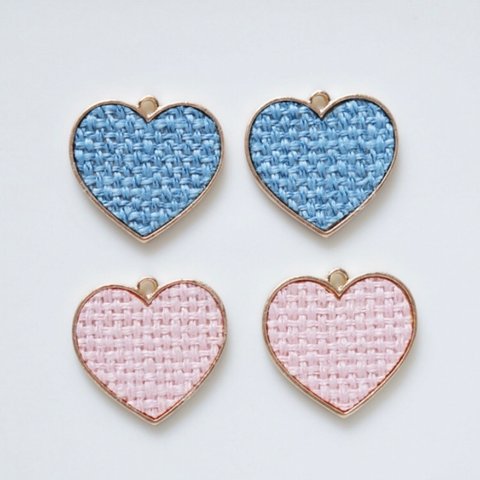 【4個】 Upholstered Heart charm＊メタルチャーム