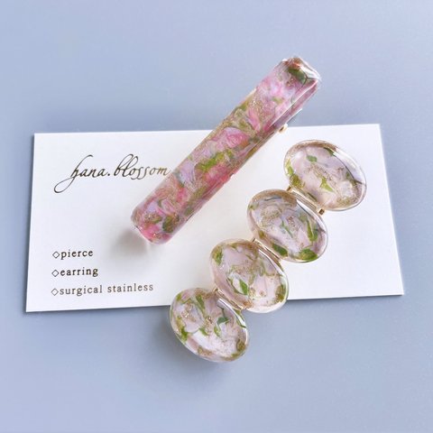 glass stick cherry blossoms hair clip