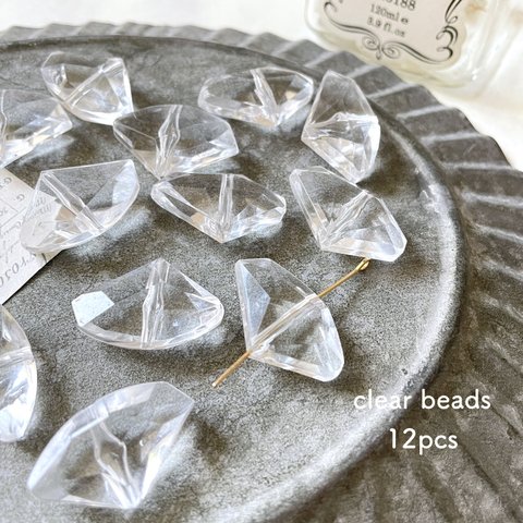 12pcs★beads・fan clear（クリアビーズ）