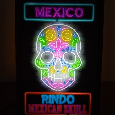 メキシコ メキシカンスカル カラベラ 頭蓋骨 死者の日 お祭り 看板 玩具 サイン 置物 雑貨 LEDライトBOXミニ