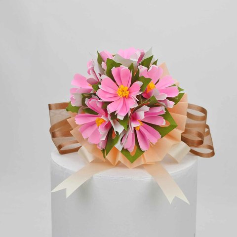 Paper flower kit with video ♥ Pink Cosmos Origami Bouquet Kit ♥