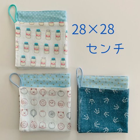 シンプル 可愛い【28×28】ループ付きタオルセット