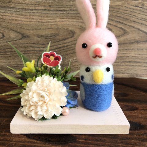 ブルーセキセイちゃんのお正月🎍ウサギ🐇