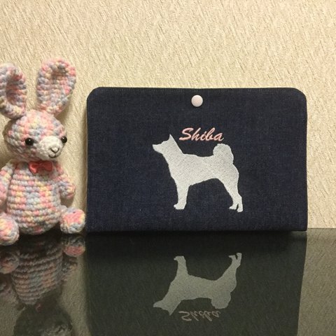 《9》「Shiba」ペタンコポーチ ピンク文字