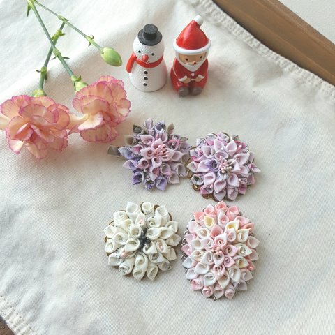 お花のブローチ 4種類 つまみ細工