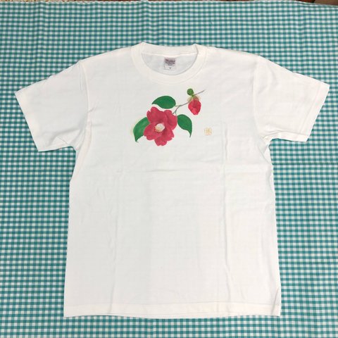 手描きＴシャツ〜椿と蕾