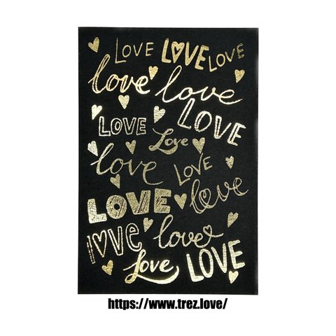 バレンタインカード 箔押し 金 ゴールド  LOVE タイポグラフィ ポストカード