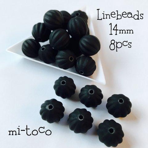 【14mm】マットブラック スジ入りビーズ