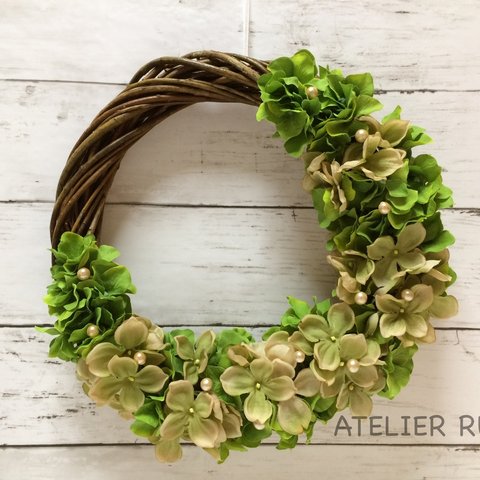 Green　AJISAI　wreath＊28㎝