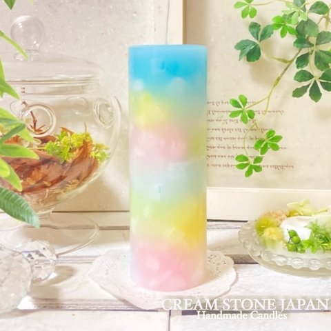 Φ5.1cm×H15cm ペタルキャンドル (スカイブルー) № 000722 /Gradation Candle