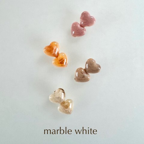 【twins marble heart  clip：marble white】ハート ヘアクリップ ヘアアクセサリー アクセサリー ピンク キッズアクセ ビーズ キラキラ 夏