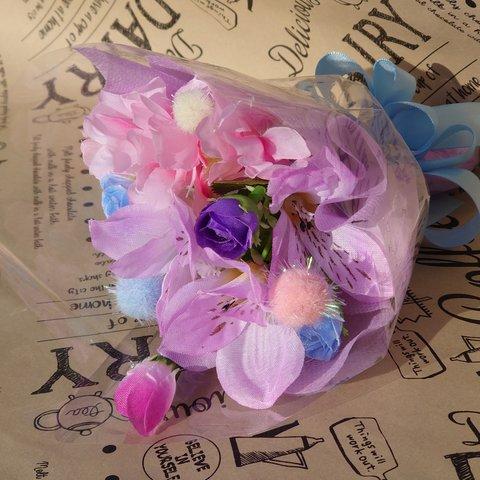 ミニ造花花束★紫ブルー系★