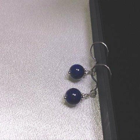 シルバー925　ラピスラズリ　デイジーロンデルピアス