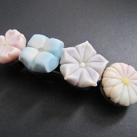 【和菓子風】桜、紫陽花、桔梗、手毬菊バレッタ