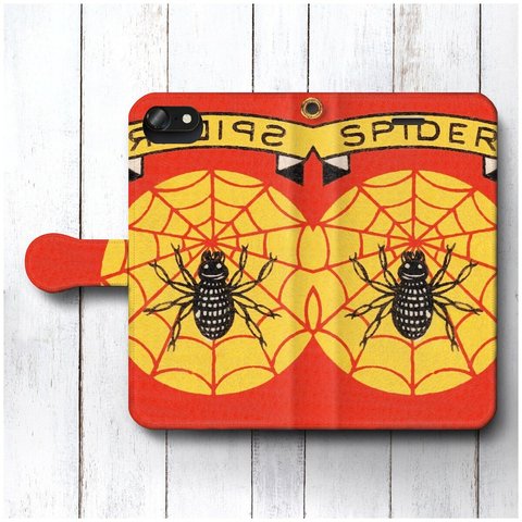 【 ヴィンテージ マッチラベル スパイダー 蜘蛛 】iPhoneXR スマホケース iPhoneSE3 iPhone13 13mini  全機種対応 レトロ iPhoneXS