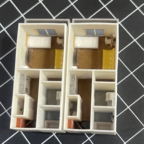 1/200  ミニチュア　マンション2軒　ジオラマ　住宅模型　ドールハウス　フルカラー3Dプリンター　ミニチュアイメージ　リカちゃんに　シルバニアに