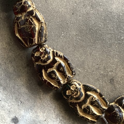 【2コセット】JIRI＊IVANA#czech beads#チェコビーズ　monkey🐒14✖️11㍉ garnet/bronze