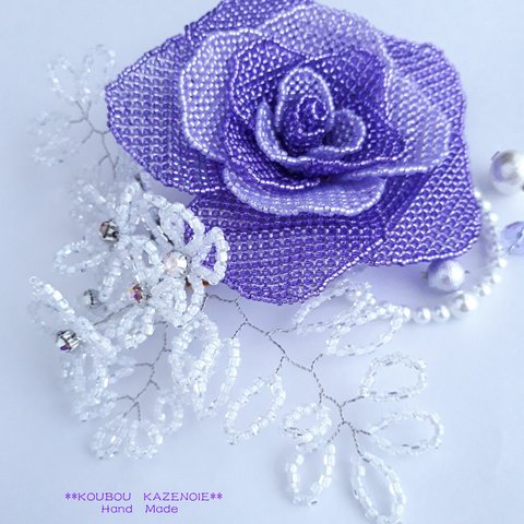 【送料無料】◆Beads Corsage ◆パープル