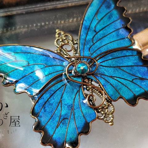 （訳あり）モルフォ蝶のヘアクリップ（hair ornaments of  butterfly ）