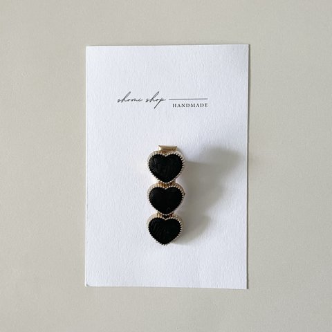 ［単品］"black"Antique heart clip