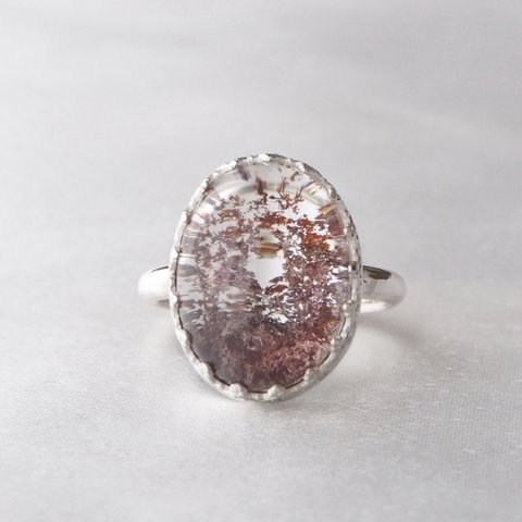 Garden Quartz ring -ガーデンクォーツ 彫金 重ね付け 天然石リング 大ぶり クォーツ 水晶 大粒 天然石 1点もの-