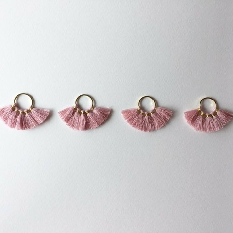 [4pcs] 扇 タッセル small　ピンク