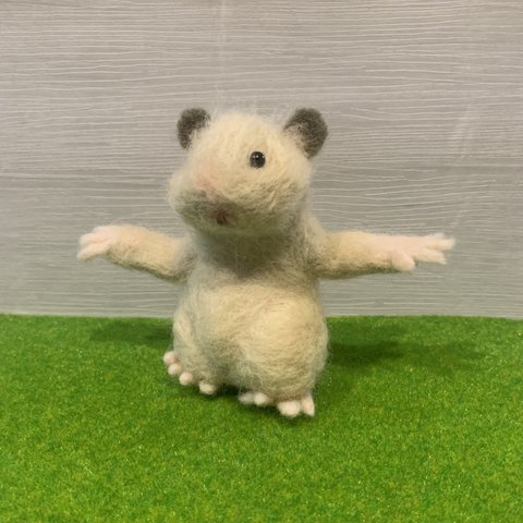 ☆ダンシングハムちゃん☆ キンクマハムスター ハムミーム 羊毛フェルト一点物作品 ぬいぐるみ