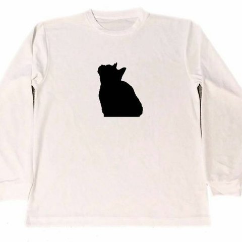 猫　シルエット　ドライ　Tシャツ　ネコ　グッズ　ロングTシャツ　ロンT 