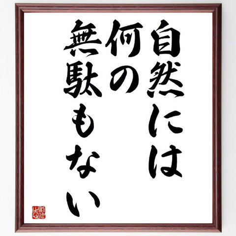 アリストテレスの名言「自然には何の無駄もない」／額付き書道色紙／受注後直筆(Y5144)