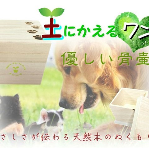 手元供養　ペット犬·ネコ用　土にかえる骨壷　天然桐箱