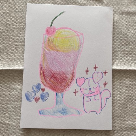 ピンクのクリームソーダ　原画