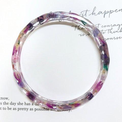 Dried Flower Bangle ～Purple～ バングル / ドライフラワー / 紫 / クリア / パープル / かすみ草(#10084100)