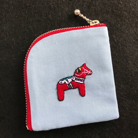 刺繍 コインケース ダーラナホース