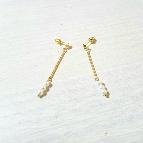 三連パールスティックピアス&イヤリング