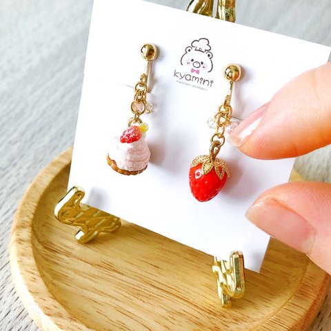 いちごモンブランのイヤリング/ピアス