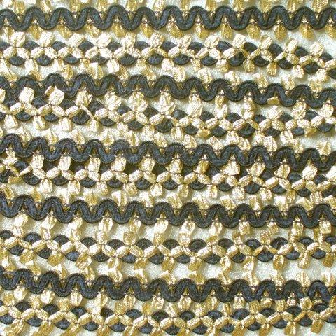 １m トリムコ ネイビー/ゴールド色 ブレード 23㍉ 切り売り 縁飾り 手芸用