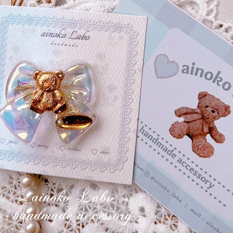 ❤︎ aurora ribbon bear girly hair clip ❤︎