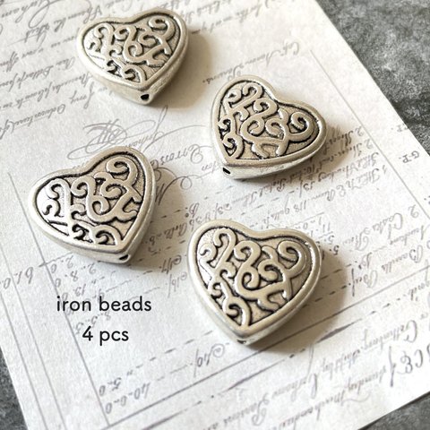 【NEW】４pcs★beads・ethnic heart（アイアンビーズ）