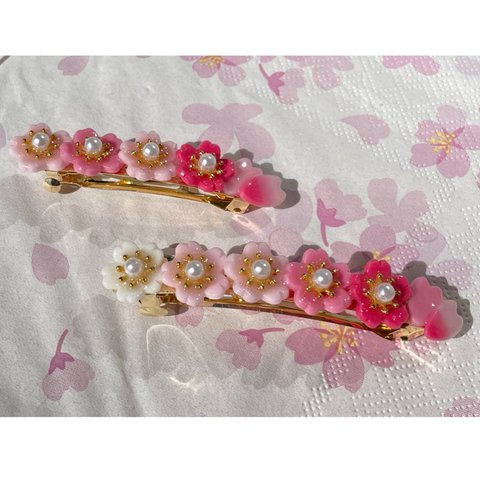 春🌸桜の花びらバレッタ(大)