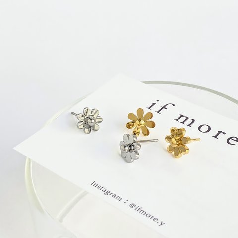 flower pierce ☽  ⌘ お花 花 シルバー ゴールド ピアス 小ぶり