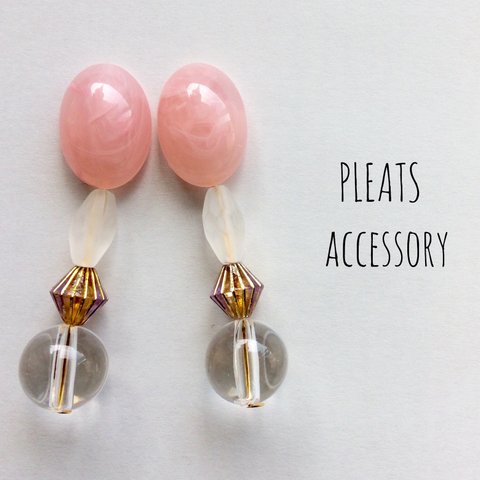 2way pink × clear ピアスorイヤリング